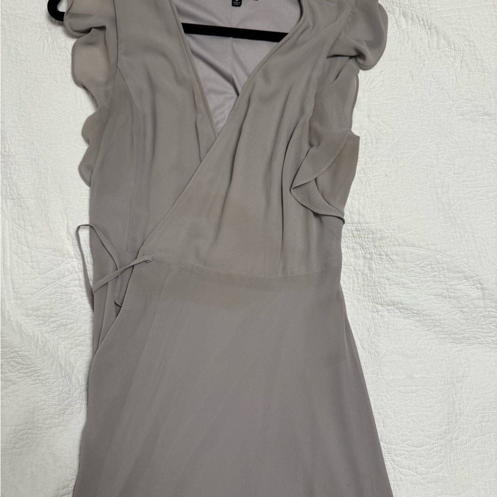 Lulus Soft Gray Wrap Maxi Dress